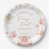 Fairy First Girl Birthday Party Pappteller (Vorderseite)