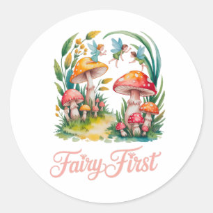 Fairy First Girl Birthday Party Runder Aufkleber