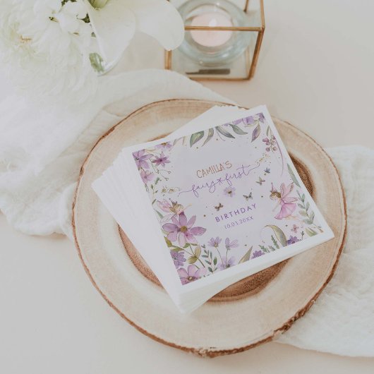 Fairy First Girl Birthday Party Serviette