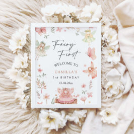 Fairy First Girl Whimsical Birthday Party Willkomm Poster