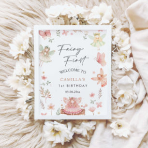 Fairy First Girl Whimsical Birthday Party Willkomm Poster