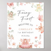 Fairy First Girl Whimsical Birthday Party Willkomm Poster (Vorne)