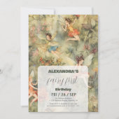 Fairy First Girl's 1. Geburtstag Einladung (Vorderseite)