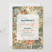 Fairy First Girl's 1. Geburtstag Einladung (Vorderseite)