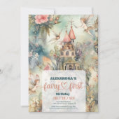 Fairy First Girl's 1. Geburtstag Einladung (Vorderseite)
