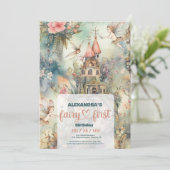 Fairy First Girl's 1. Geburtstag Einladung (Stehend Vorderseite)