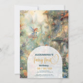 Fairy First Girl's 1. Geburtstag Einladung (Vorderseite)
