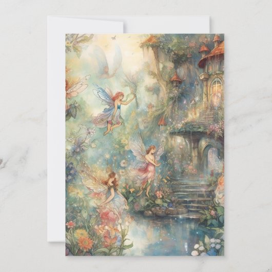 Fairy First Girl's 1. Geburtstag Einladung (Rückseite)