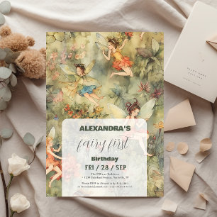 Fairy First Girl's 1. Geburtstag Einladung