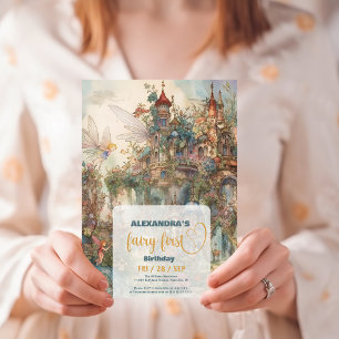 Fairy First Girl's 1. Geburtstag Einladung