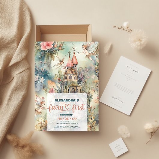 Fairy First Girl's 1. Geburtstag Einladung
