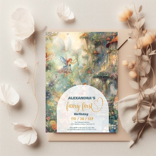 Fairy First Girl's 1. Geburtstag Einladung