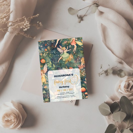 Fairy First Girl's 1. Geburtstag Einladung