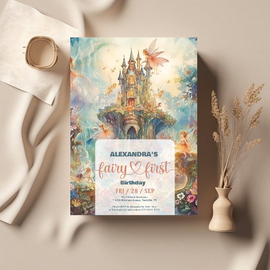 Fairy First Girl's 1. Geburtstag Einladung