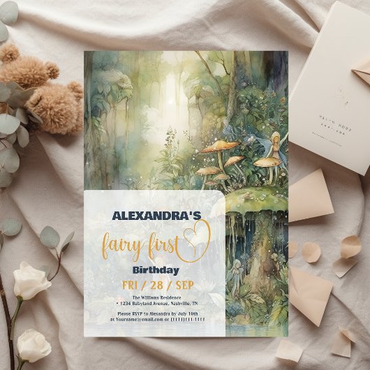 Fairy First Girl's 1. Geburtstag Einladung