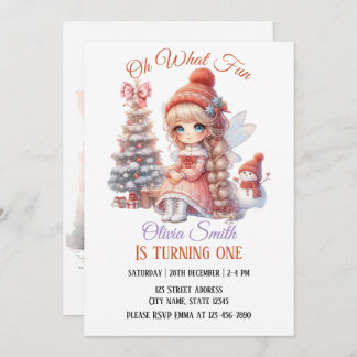 Fairy First Girl's 1. Geburtstag Einladung