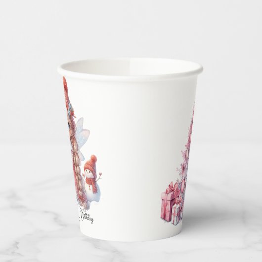 Fairy First Girl's 1. Geburtstag Pappbecher (Links)