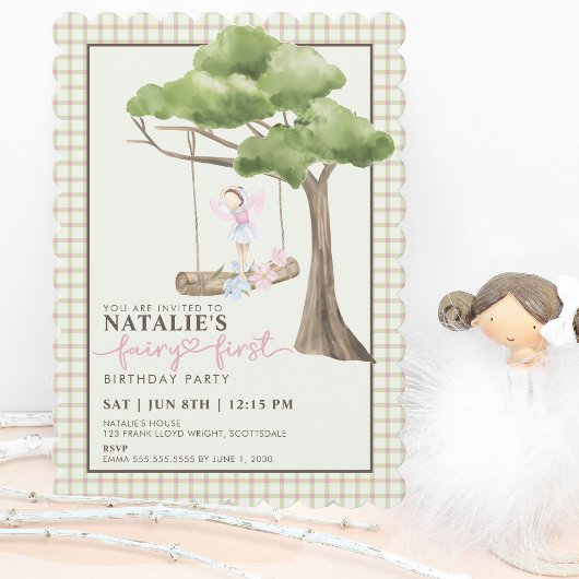 Fairy First Girl's 1. Geburtstag Party Personalisi Einladung
