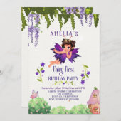 Fairy First Girl's 1. Geburtstag verzauberter Wald Einladung (Vorne/Hinten)