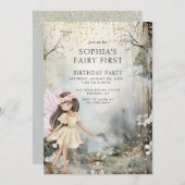 Fairy First Girl's Birthday Enchanted Forest Einladung (Vorne/Hinten)