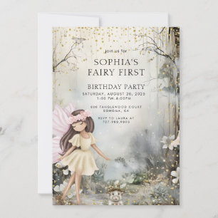 Fairy First Girl's Birthday Enchanted Forest Einladung