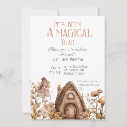 Fairy First Magic Boho Birthday Einladung (Vorderseite)