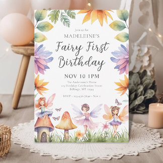 Fairy First Magical Garden 1. Geburtstag Einladung