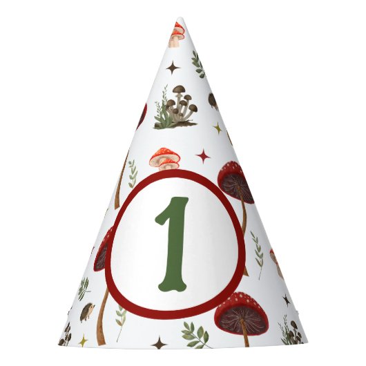 Fairy First Mushroom Forest Igel Pattern Partyhütchen (Vorderseite)