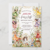Fairy First Niedlich Floral Fairies Girls 1. Gebur Einladung (Vorderseite)