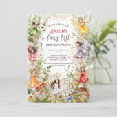 Fairy First Niedlich Floral Fairies Girls 1. Gebur Einladung (Stehend Vorderseite)