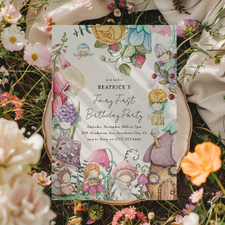Fairy First Party Floral Fairies Girl 1. Geburtsta Einladung