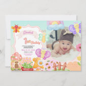 Fairy First Pink Photo Butterfly 1st Birthday  Einladung (Vorderseite)