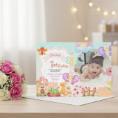 Fairy First Pink Photo Butterfly 1st Birthday  Einladung