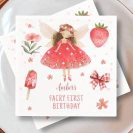 Fairy First Strawberry Fairy Birthday Serviette