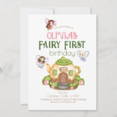 Fairy First Theme 1. Geburtstag Party Einladung (Vorderseite)