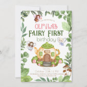 Fairy First Theme 1st Forest Birthday Party Einladung (Vorderseite)