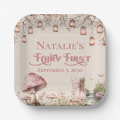 Fairy First Theme Girl's 1. Geburtstag Party Custo Pappteller (Vorderseite)
