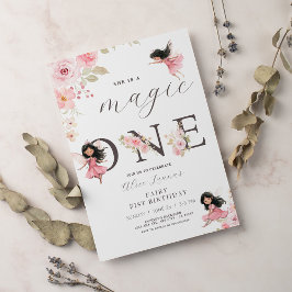 Fairy First Theme Girl's 1. Geburtstag Party Einladung