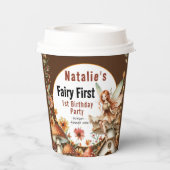 Fairy First Theme Girl's 1. Geburtstag Party Pappbecher (Rückseite)