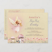 Fairy First Theme Girl's 1st Birthday Party Custom Postkarte (Vorne/Hinten)
