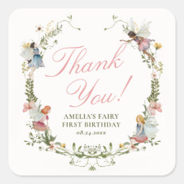 Fairy First Vintag Floral Geburtstag Quadratischer Aufkleber