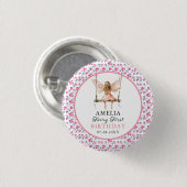 Fairy First Watercolor Floral Girls 1. Geburtstag Button (Vorne & Hinten)