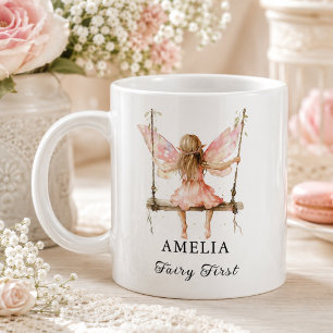 Fairy First Watercolor Floral Girls 1. Geburtstag Jumbo-Tasse