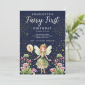 Fairy First Whimsical 1. Geburtstag Party Einladung (Stehend Vorderseite)
