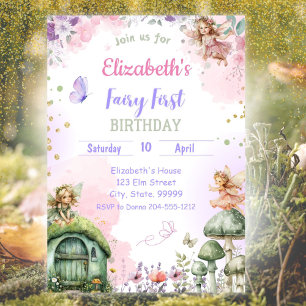 Fairy First Whimsical Birthday Einladung für Mädch