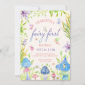 Fairy First Whimsical Watercolor Forest Birthday Einladung (Vorderseite)