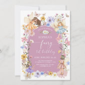 Fairy First Wildflower 1st Birthday Invitation Einladung (Vorderseite)
