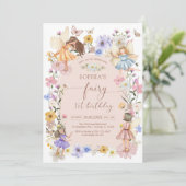 Fairy First Wildflower 1st Birthday Invitation Einladung (Stehend Vorderseite)