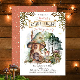 Fairy First Woodland Animals Mushroom 1st Birthday Einladung