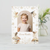 Fairy First Year Boho Milestone Foto Card Einladung (Stehend Vorderseite)